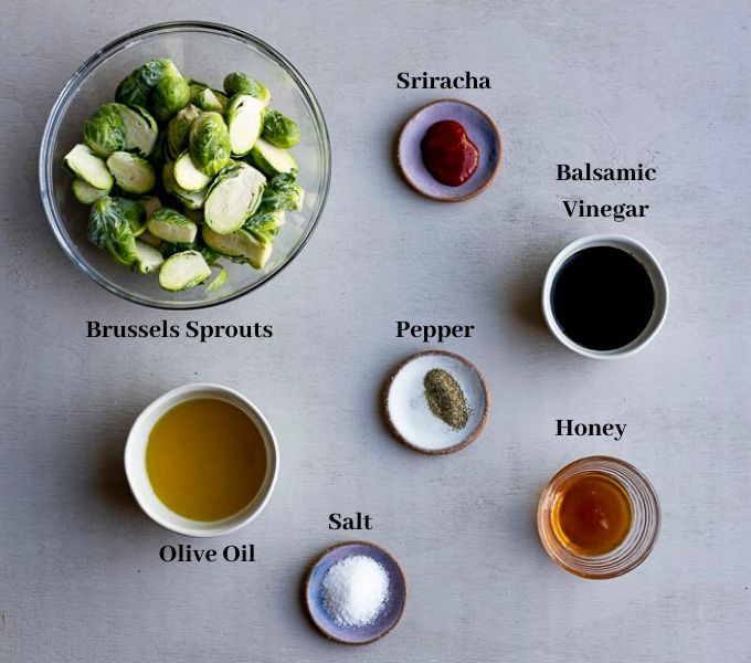 ingredients for honey balsamic brussels sprouts