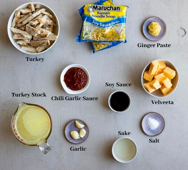 ingredients for leftover turkey ramen