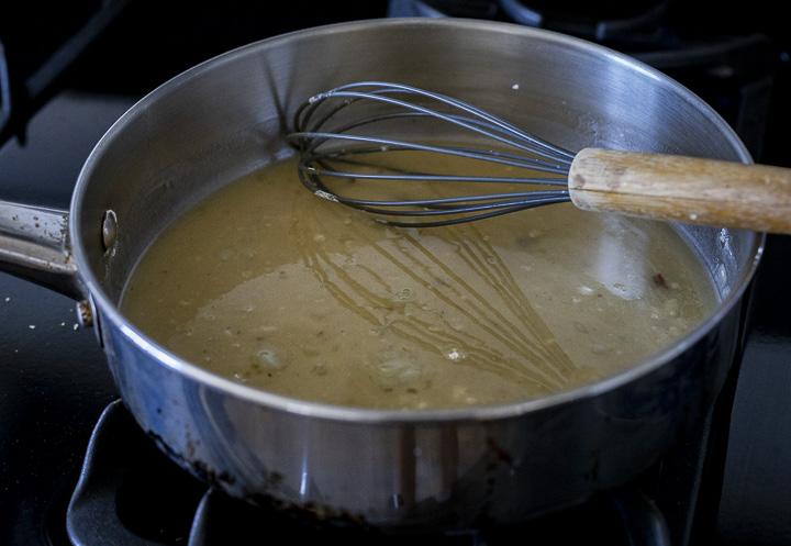 light rouc being whisked in a skillet