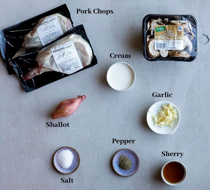 ingredients for pork chops with mushroom gravy