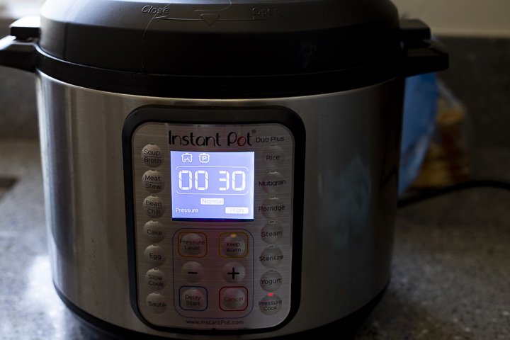 instant pot programmed to 30 minutes