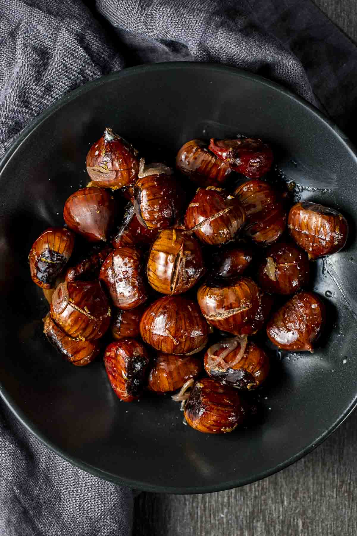 roasted chestnuts in a bowl