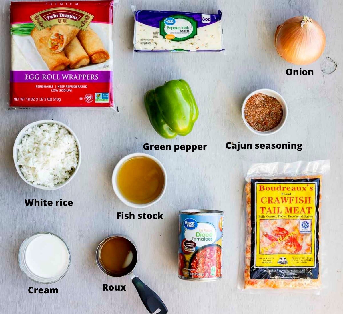 ingredients for crawfish egg rolls