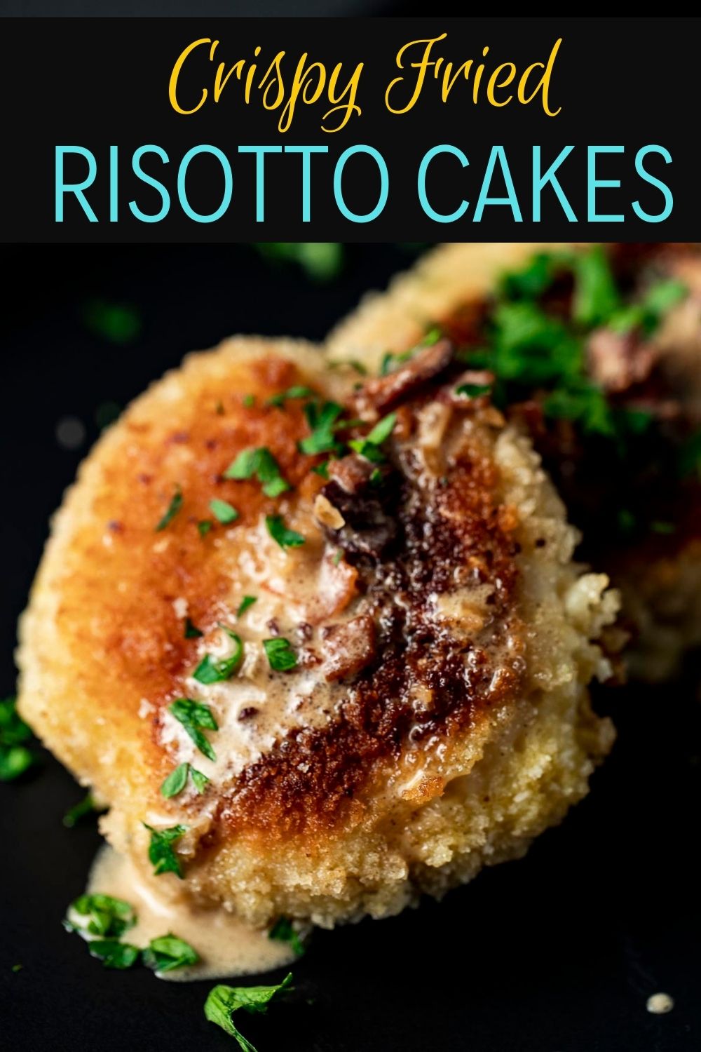 Crispy Fried Risotto Cakes with Pancetta Cream Sauce