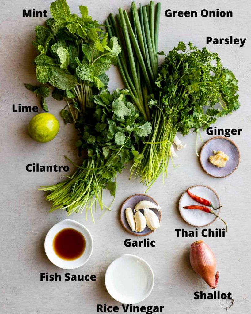 ingredients for asian chimichurri