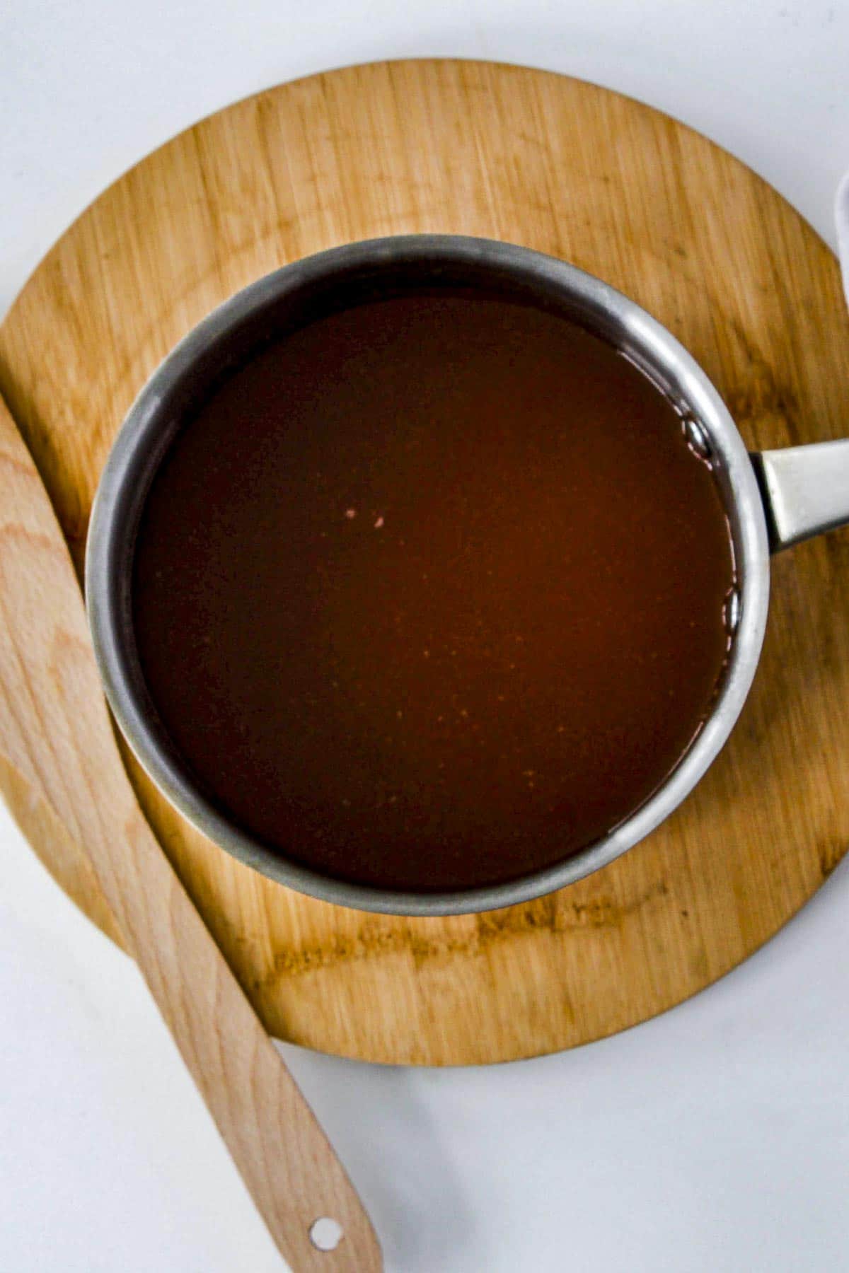 Broth in a sauce pan.