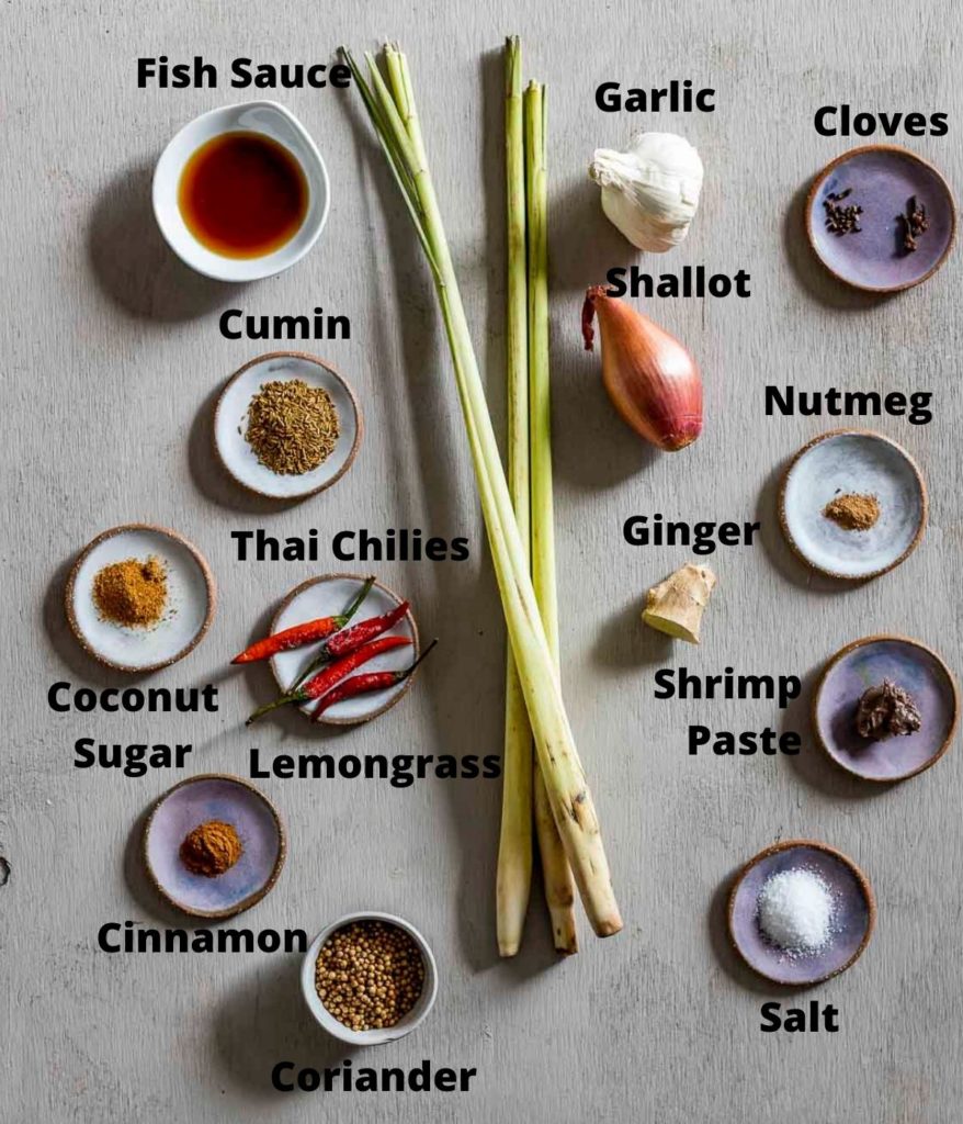 ingredients for massaman curry paste