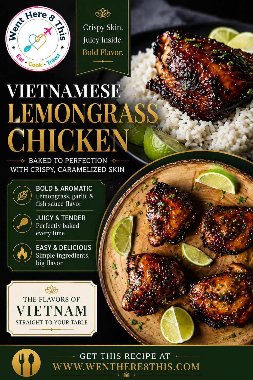 Vietnamese style baked chicken with crispy skin