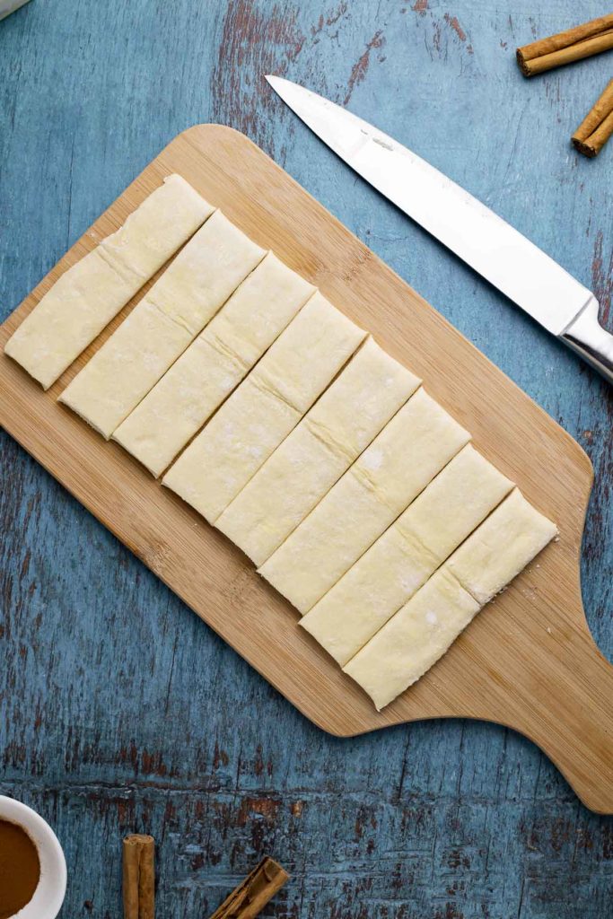 Puff pastry cut into strips.