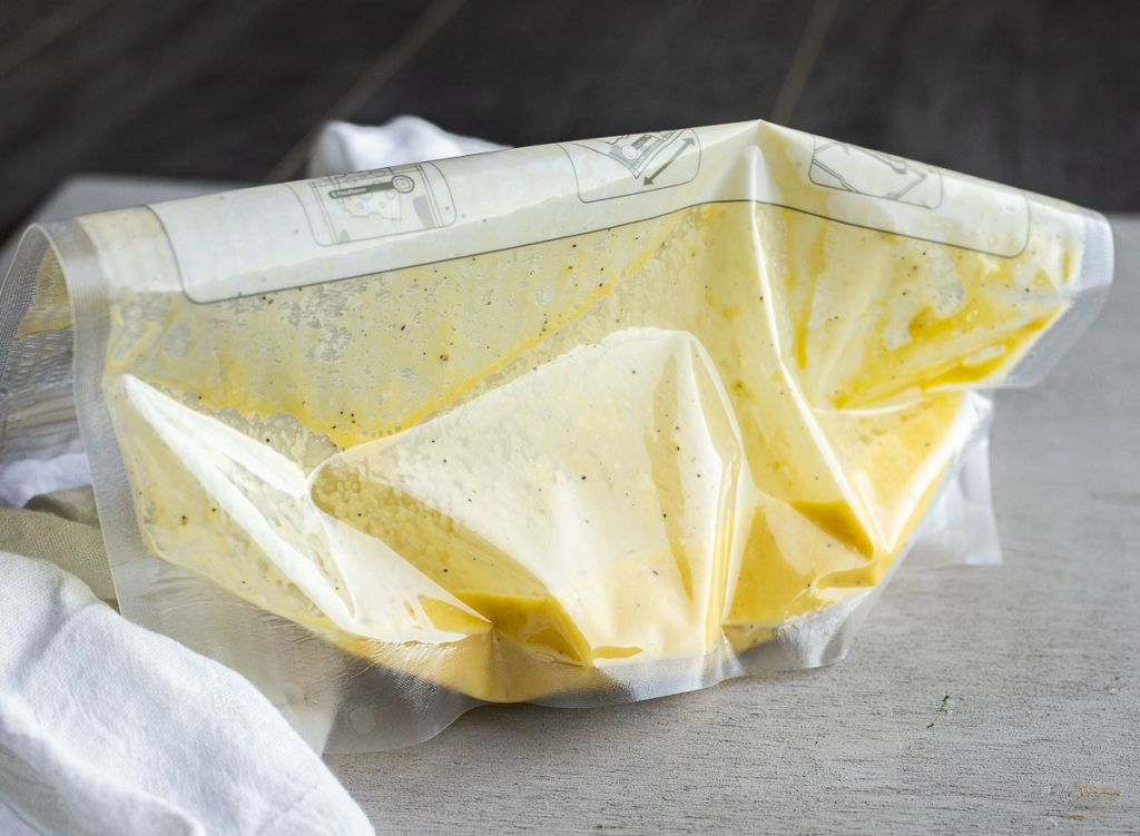 yellow mixture in a ziplock bag