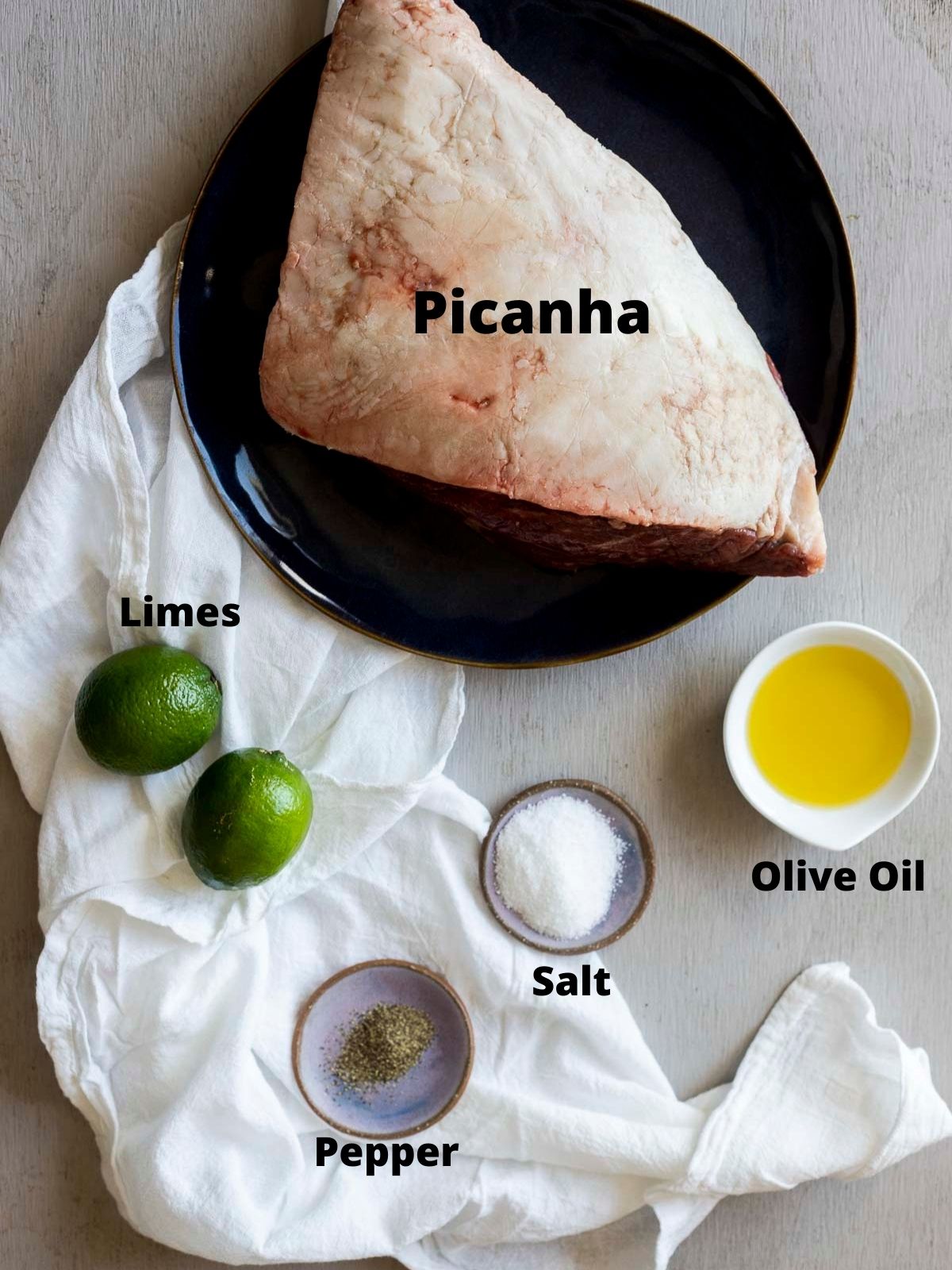 Overhead image of ingredients for picanha.