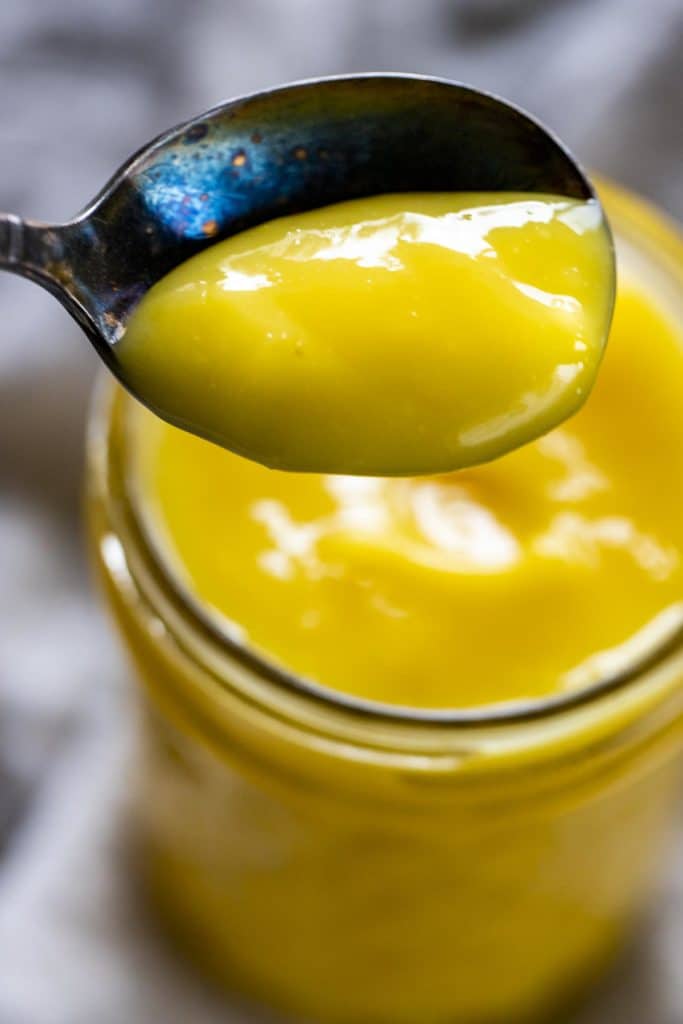 A spoonful of lemon curd.