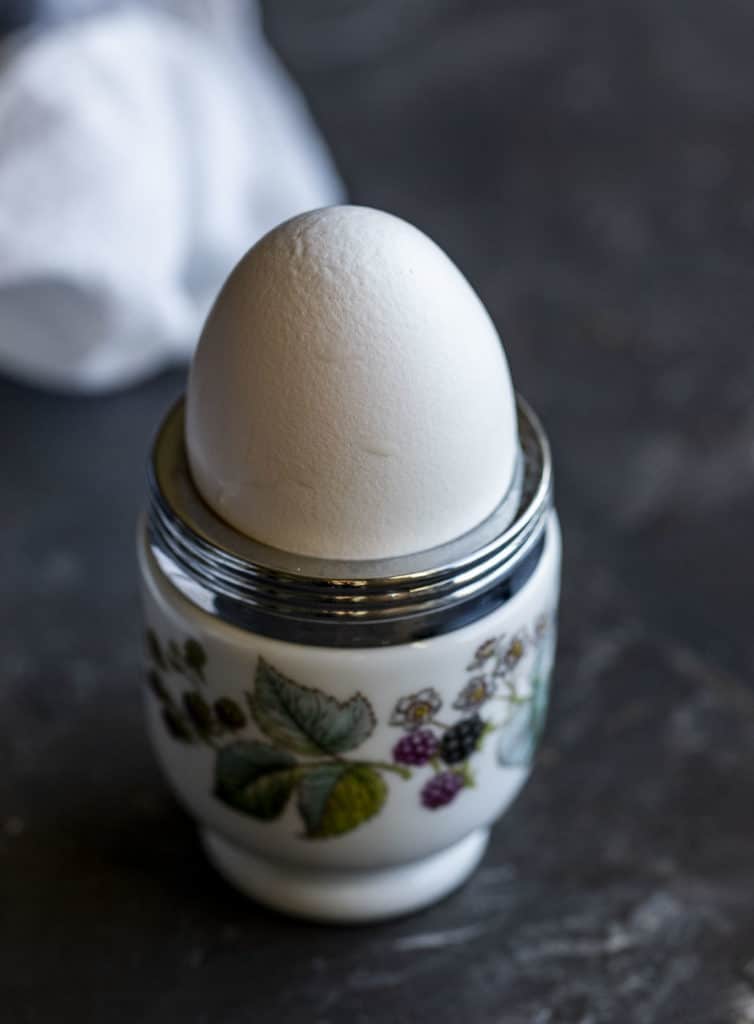 Egg in an egg holder.