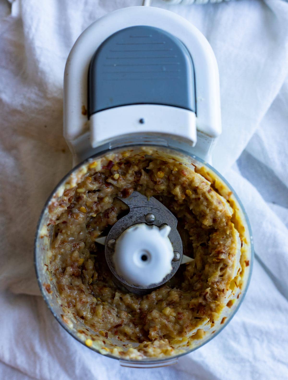 Chili paste blended together in a food processor.