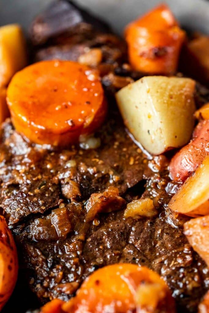 Juicy beef with carrots and potatoes