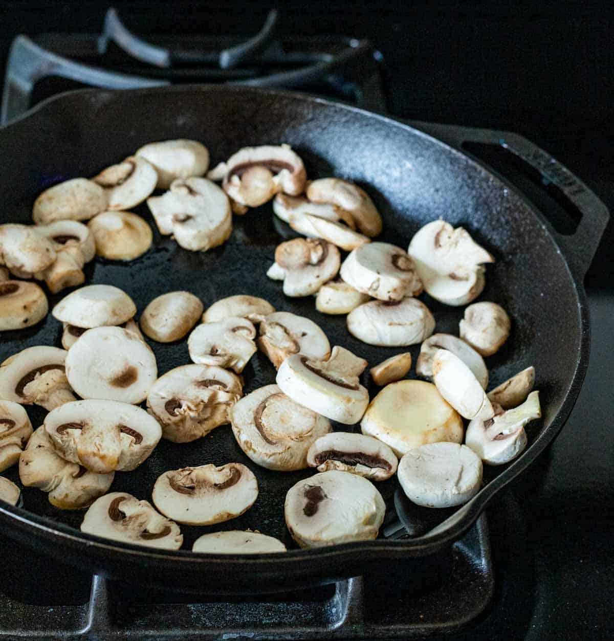 fresh mushrooms in a pan