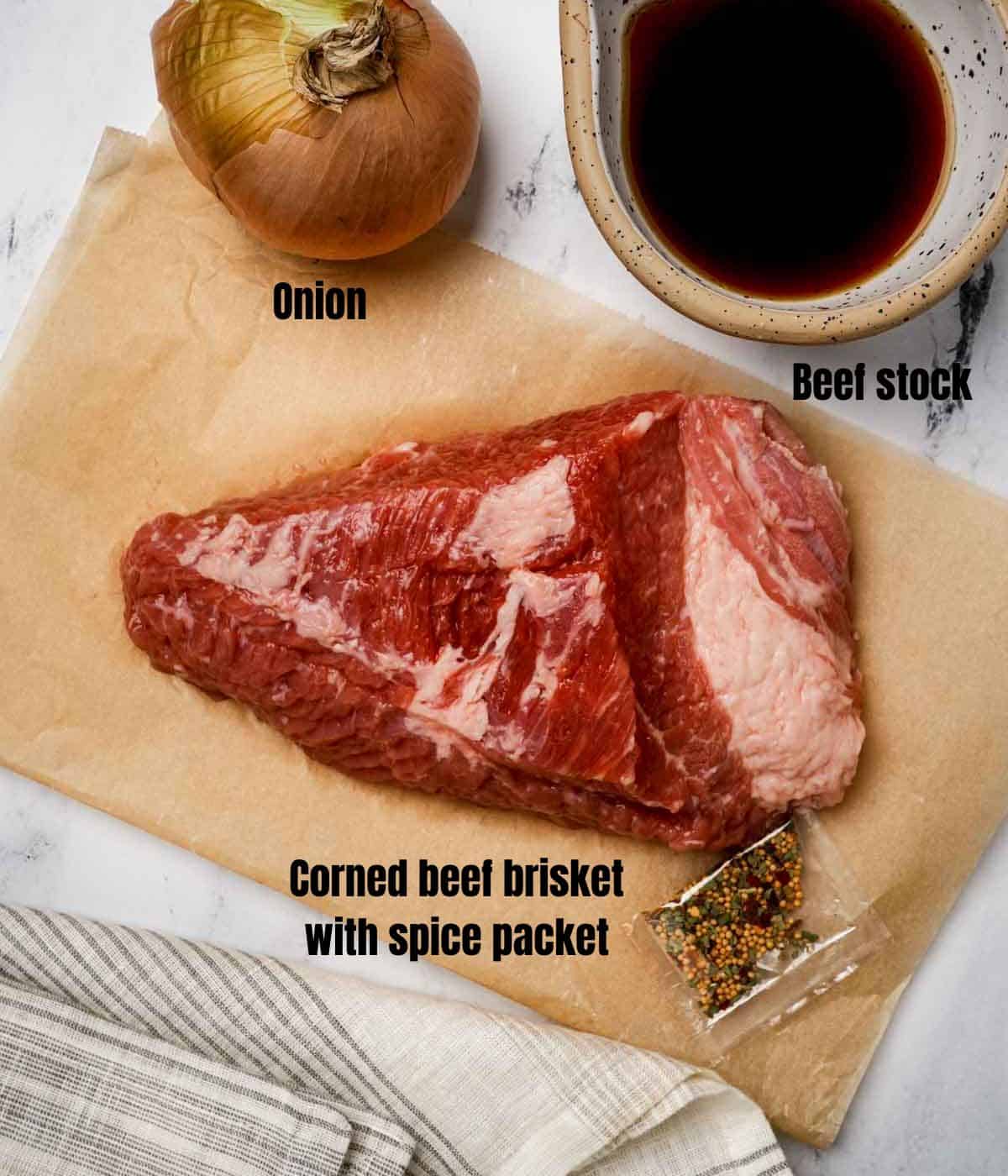 ingredients laid out for sous vide corned beef