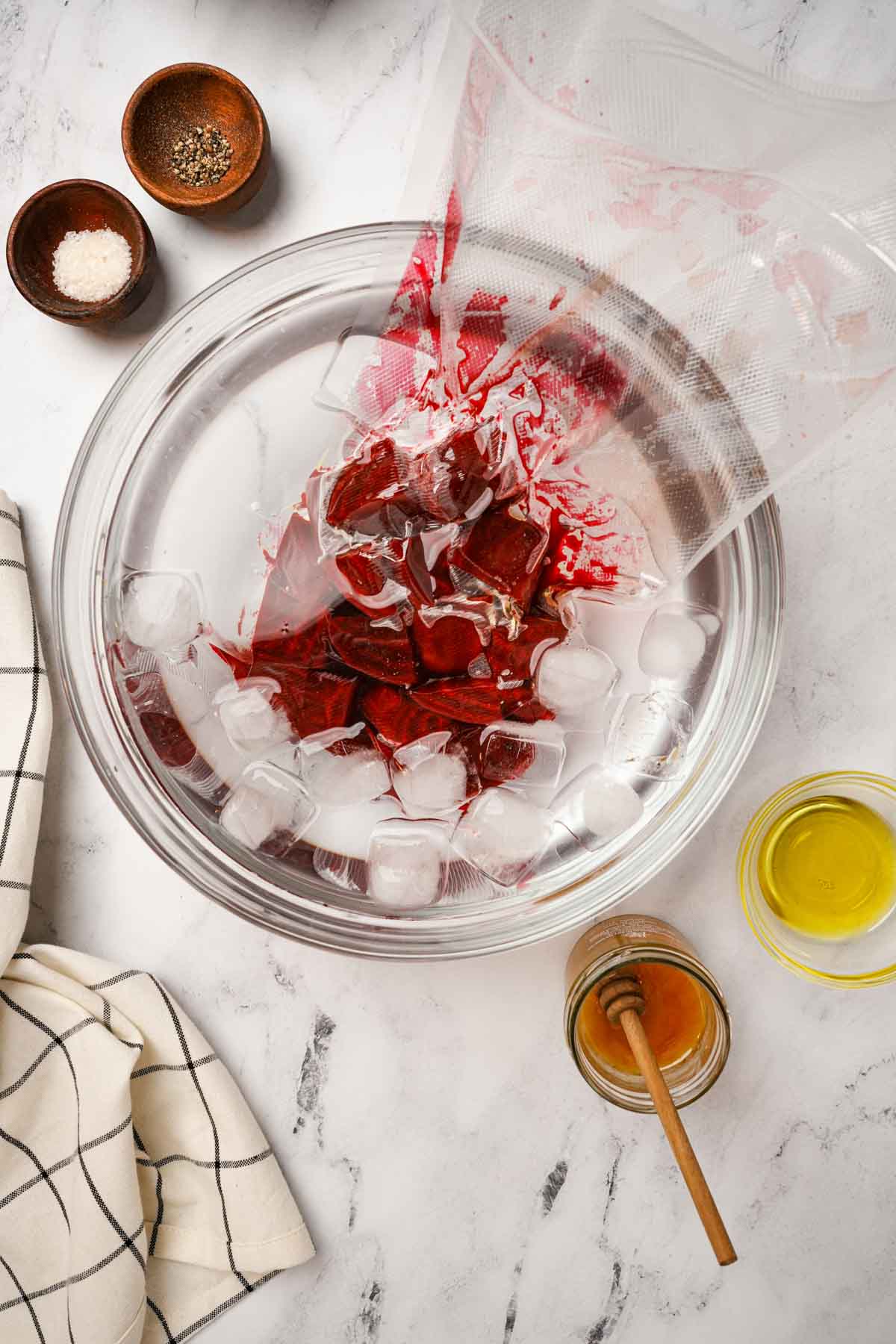 a cooked bag of sous vide beets