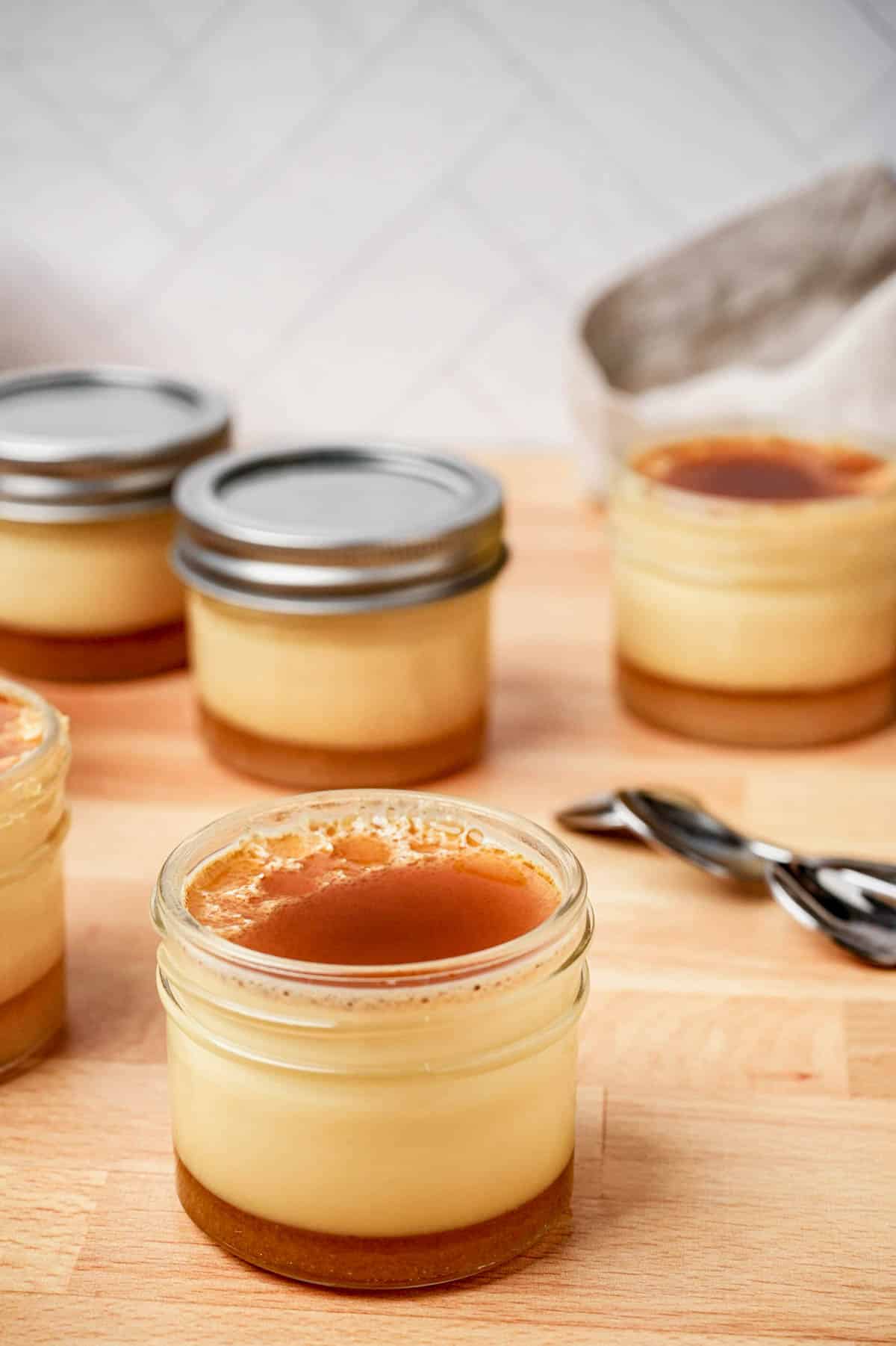 caramel flan in a jar