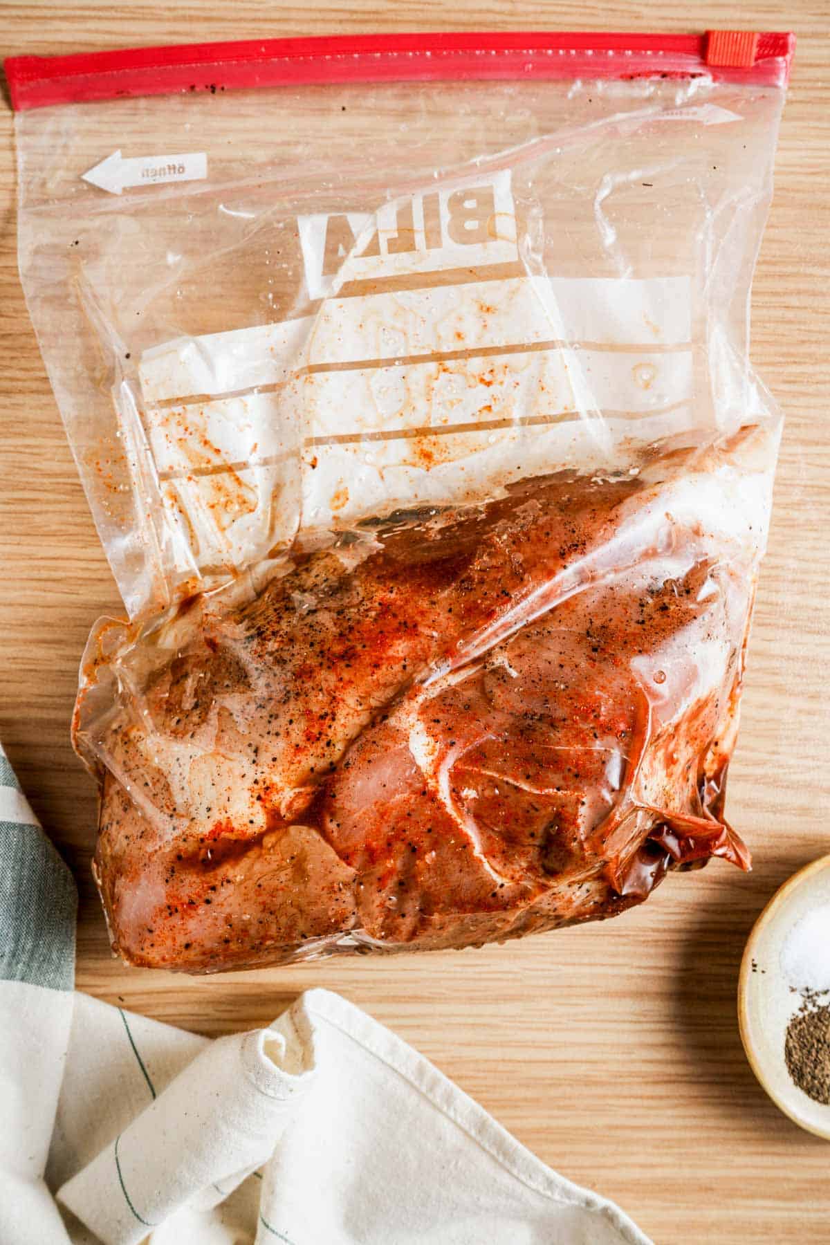 seasoned pork in a bag