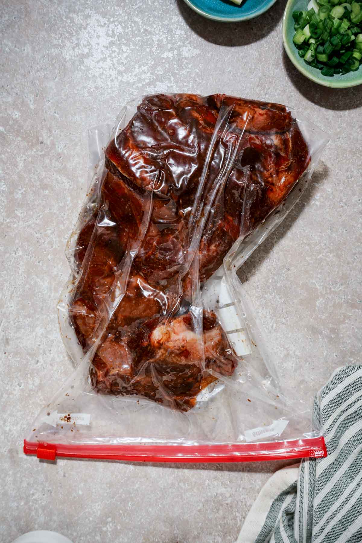 raw beef in a zip lock bag