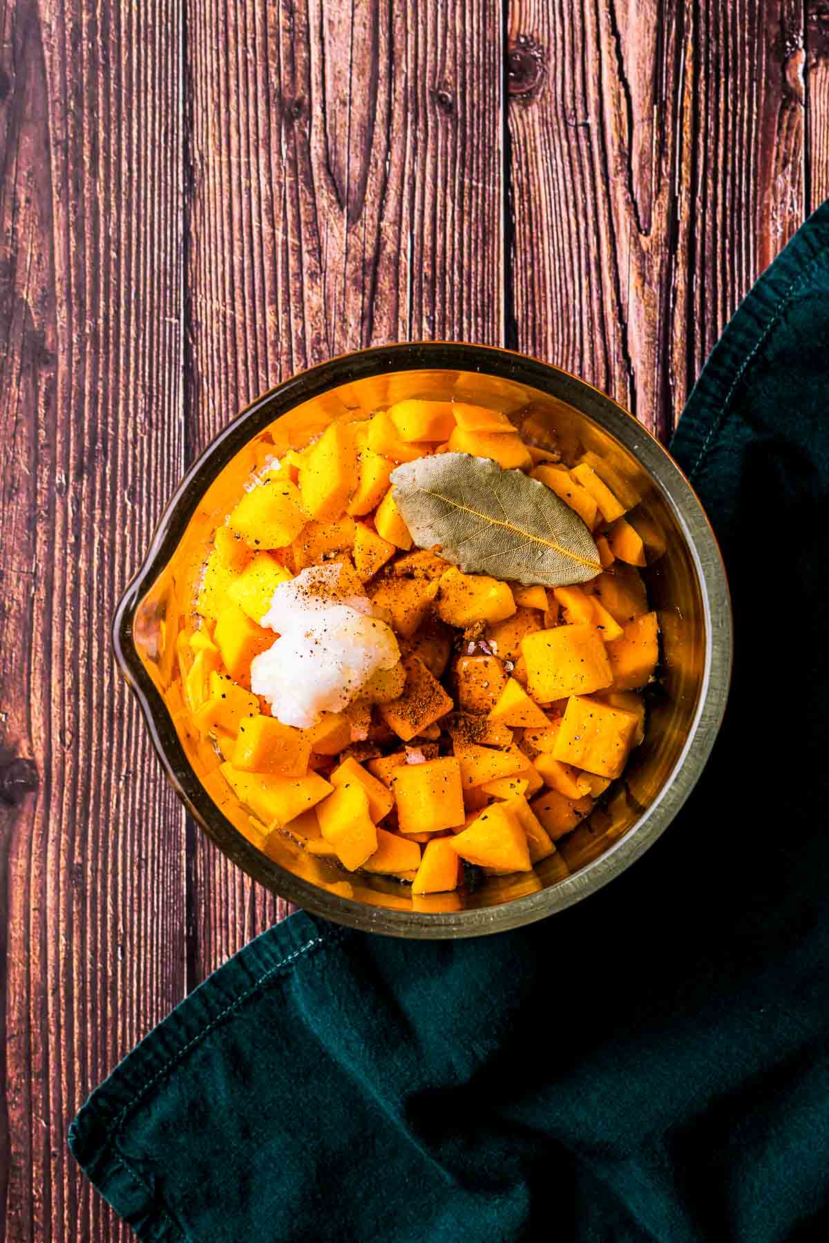 diced butternut squash with seasonings