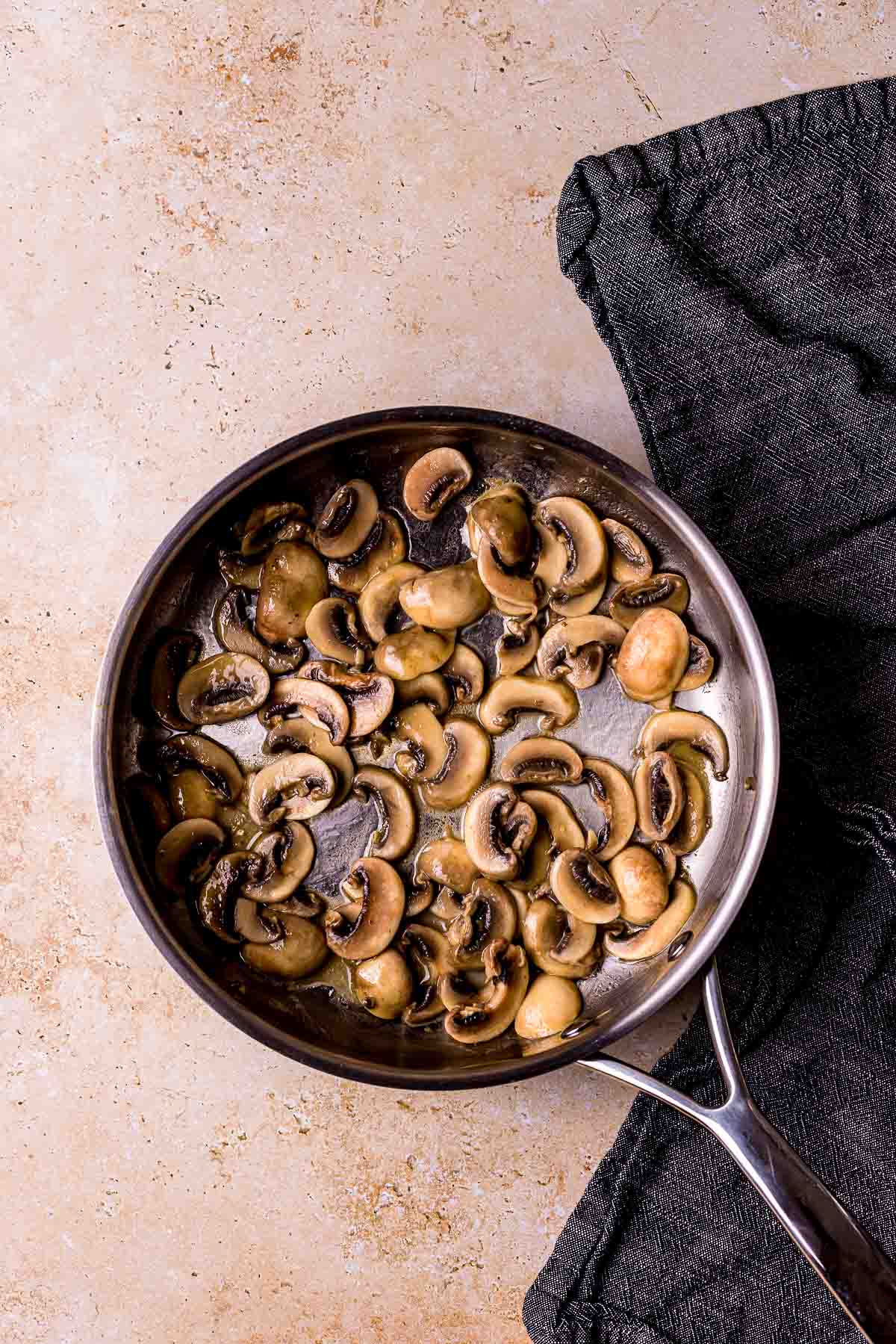 mushrooms browned in a skillet