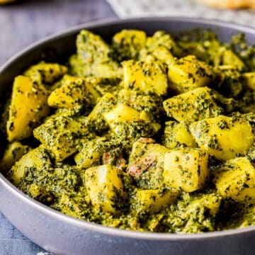 saag aloo in a bowl