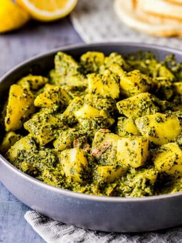 saag aloo in a bowl
