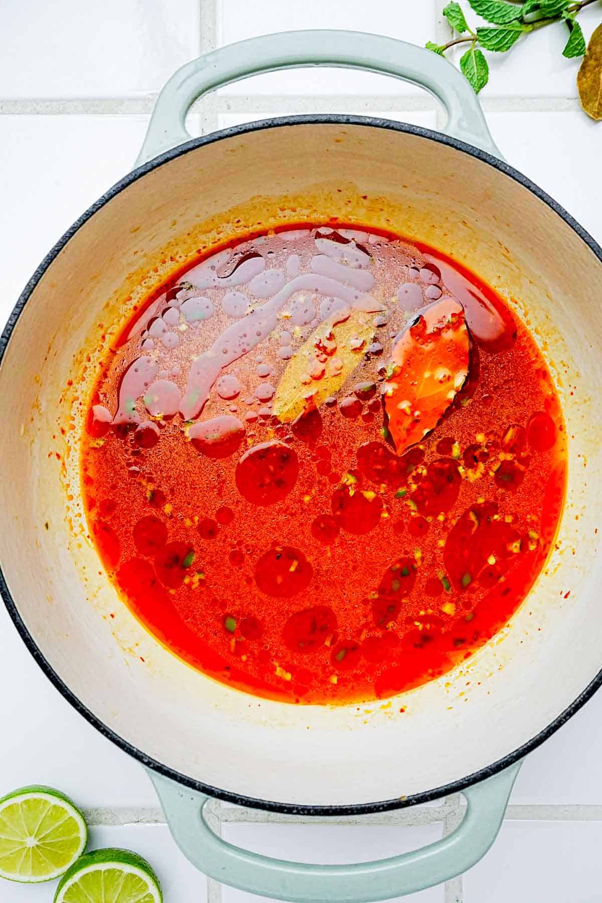 red paste in a pot.