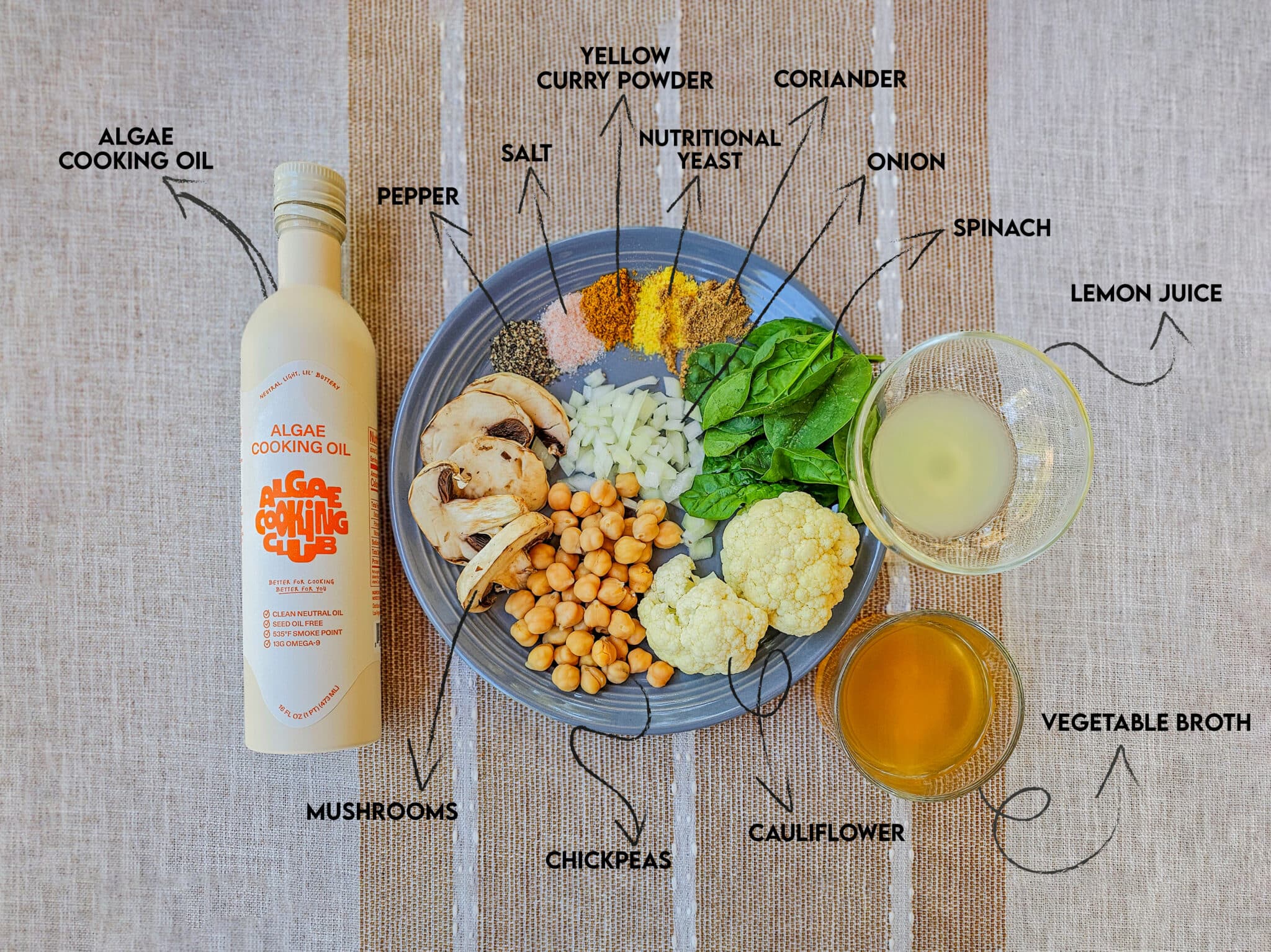 Cauliflower, Mushroom, Chickpea Scramble Ingredients