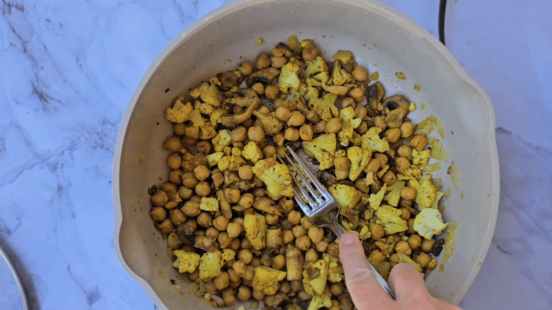 step3 Cauliflower, Mushroom, Chickpea Scramble
