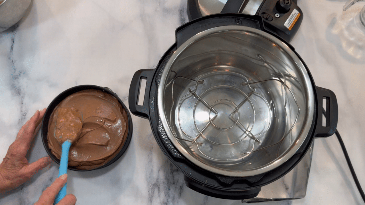 step9 Instant Pot Vegan Cherry Chocolate Cheesecake
