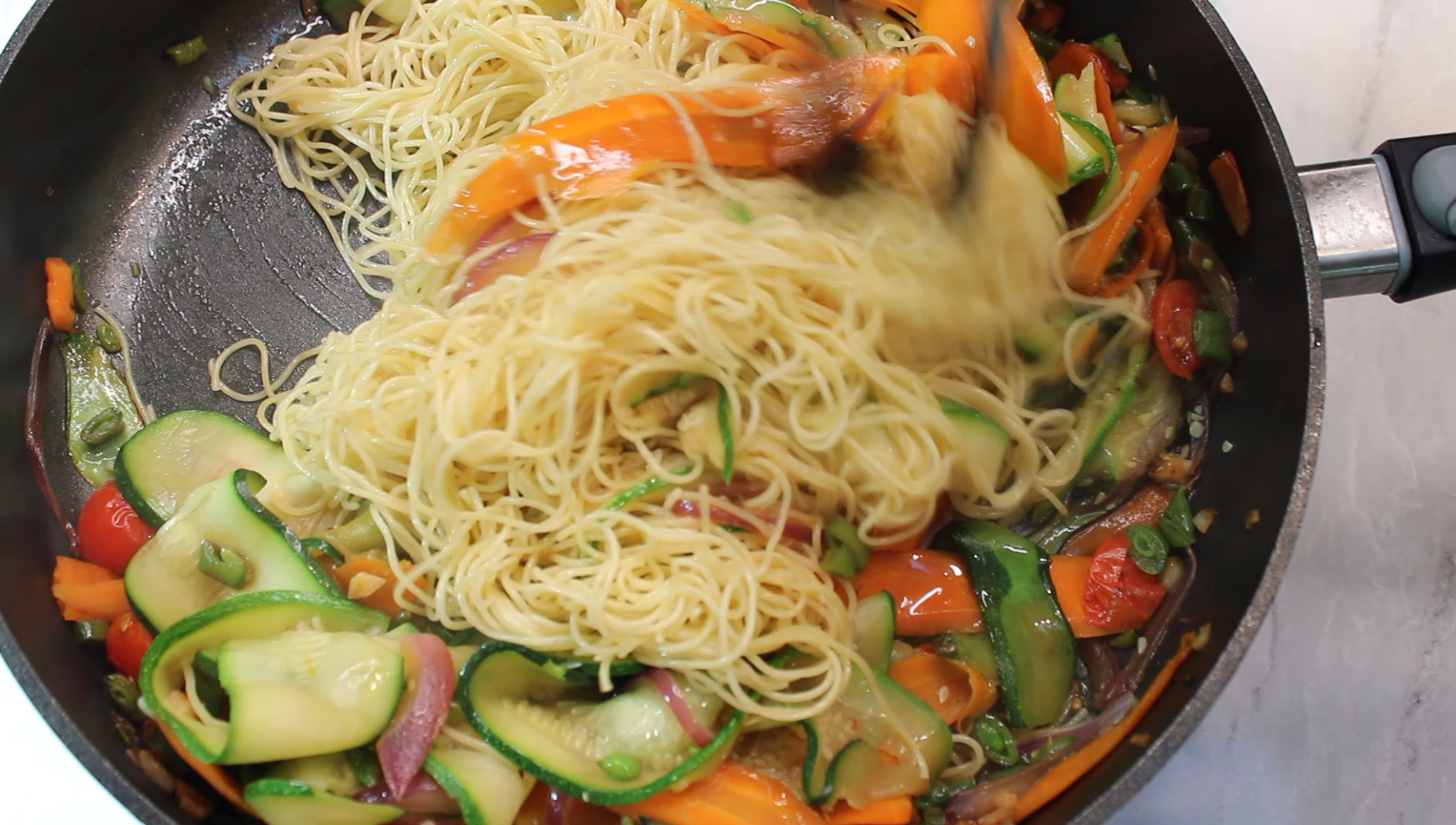step5 Vegetable Ribbon Pasta with Carrots and Zucchini