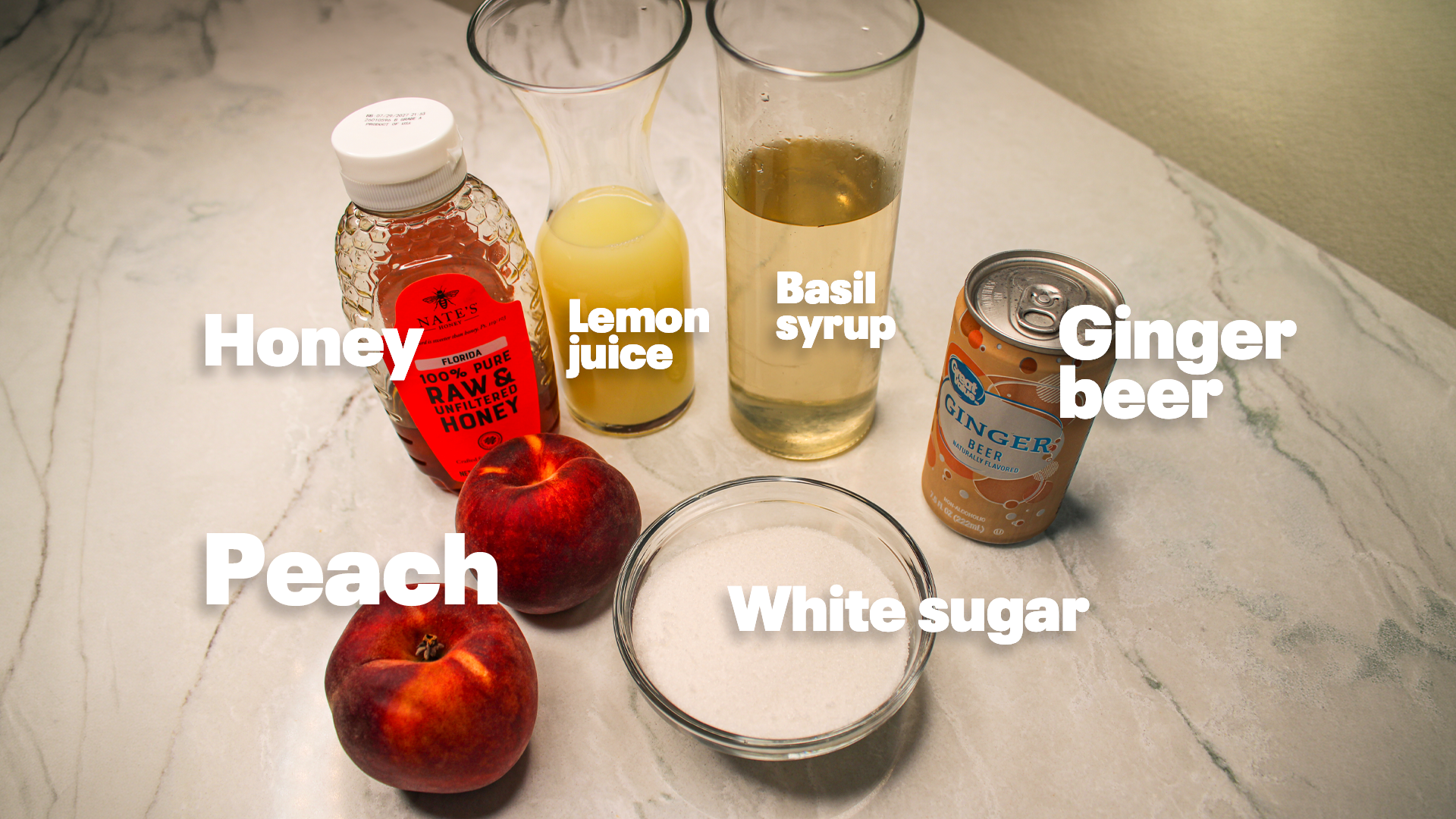 INGREDIENTES PEACH GINGER MOCKTAIL
