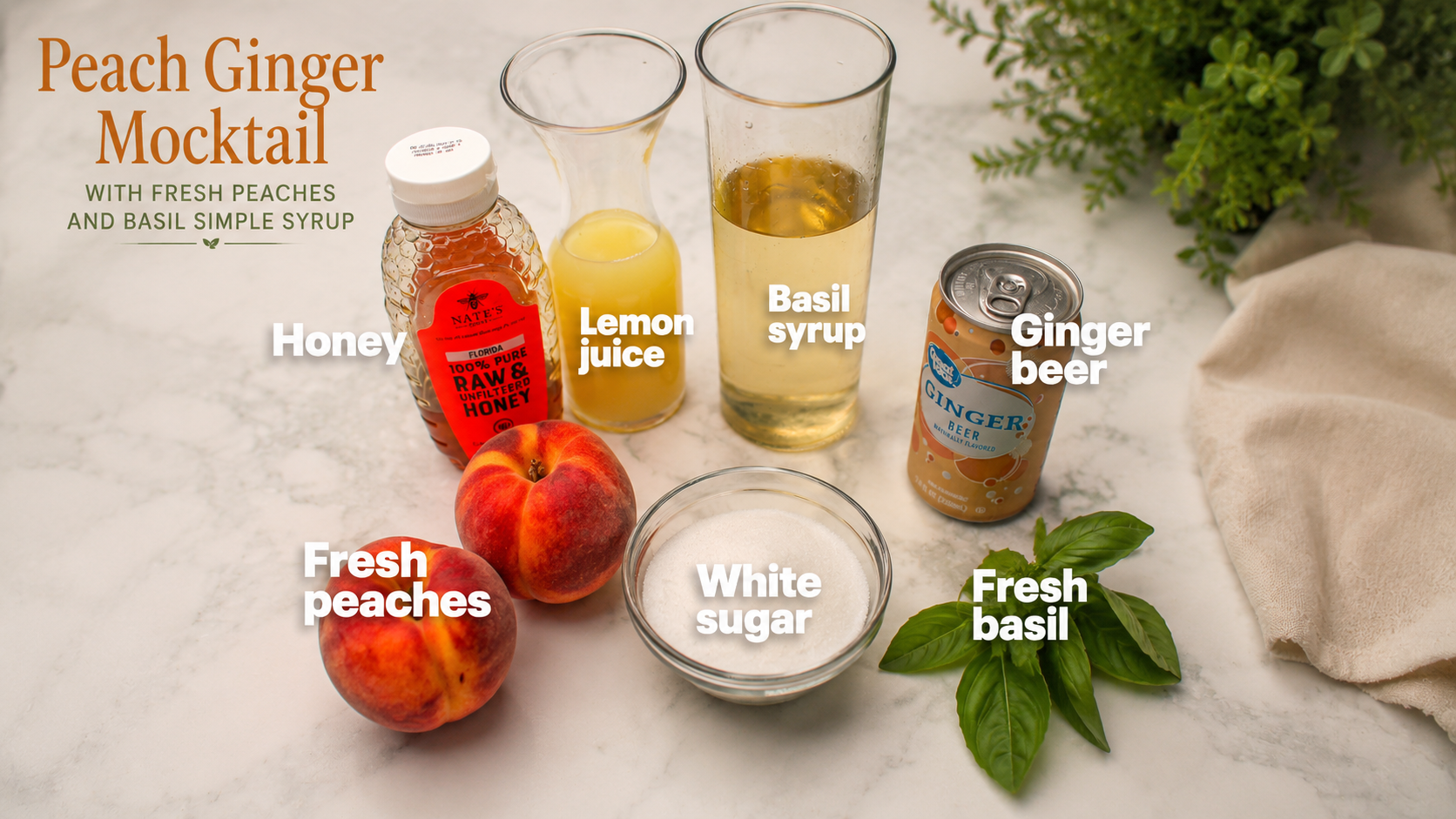 PEACH GINGER MOCKTAIL INGREDIENTES