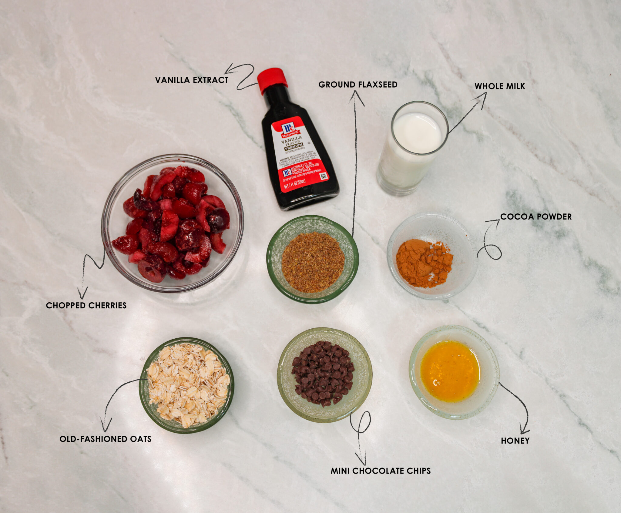 chocolate cherry overnight oats Ingredients