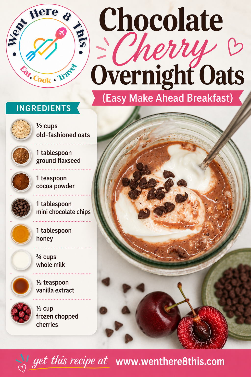 Chocolate Cherry Overnight Oats (Easy Make Ahead Breakfast)