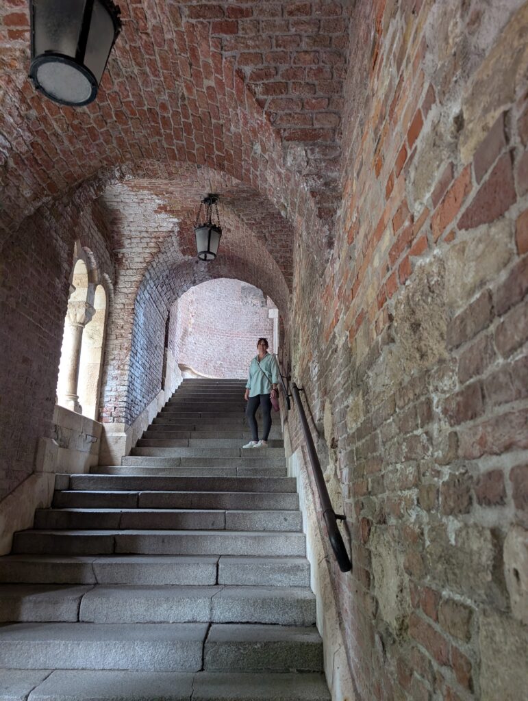 Entrance to Fisherman's Bastion in the Buda Castle District of Budapest.