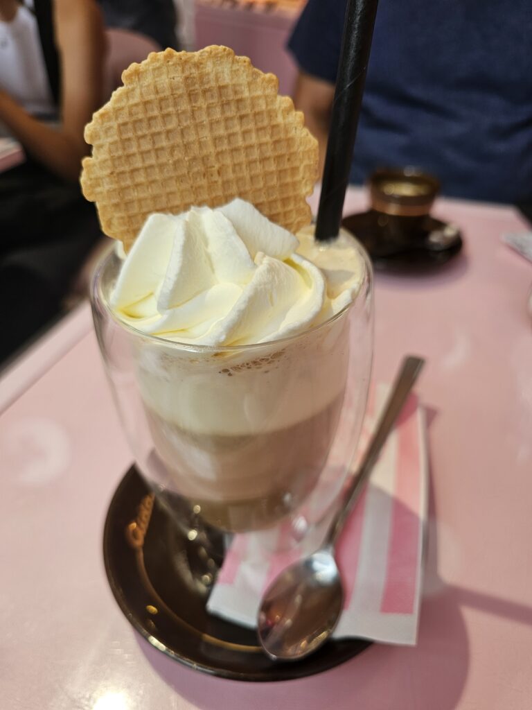 Coffee topped with ice cream and whipped cream at AIDA Café-Konditorei