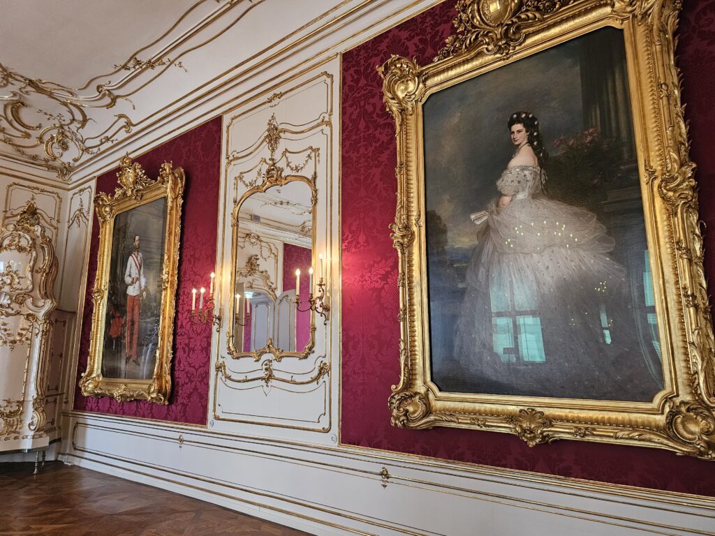 Portraits of Empress Elisabeth, also known as Sisi the smaller portrait on the left is Emperor Franz Joseph her husband.