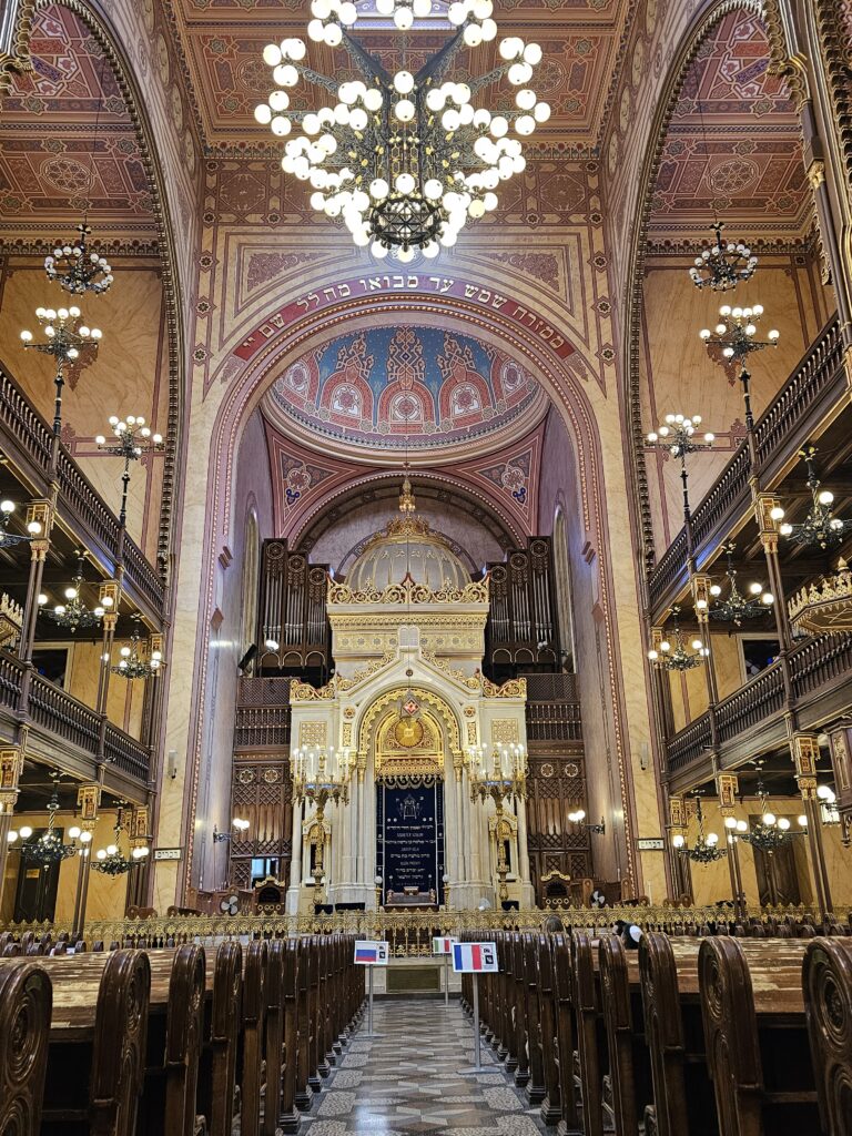 Interior of the Dohány Street Synagogue in Budapest, recognized as the largest synagogue in Europe