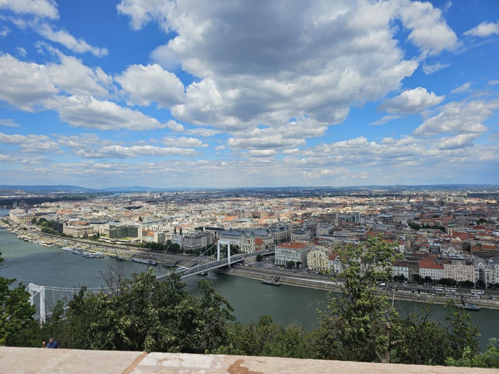 Panorama of Budapest taken from Gellért Hill and the Citadel.