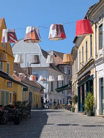 colorful hanging lampshades in Szentendre