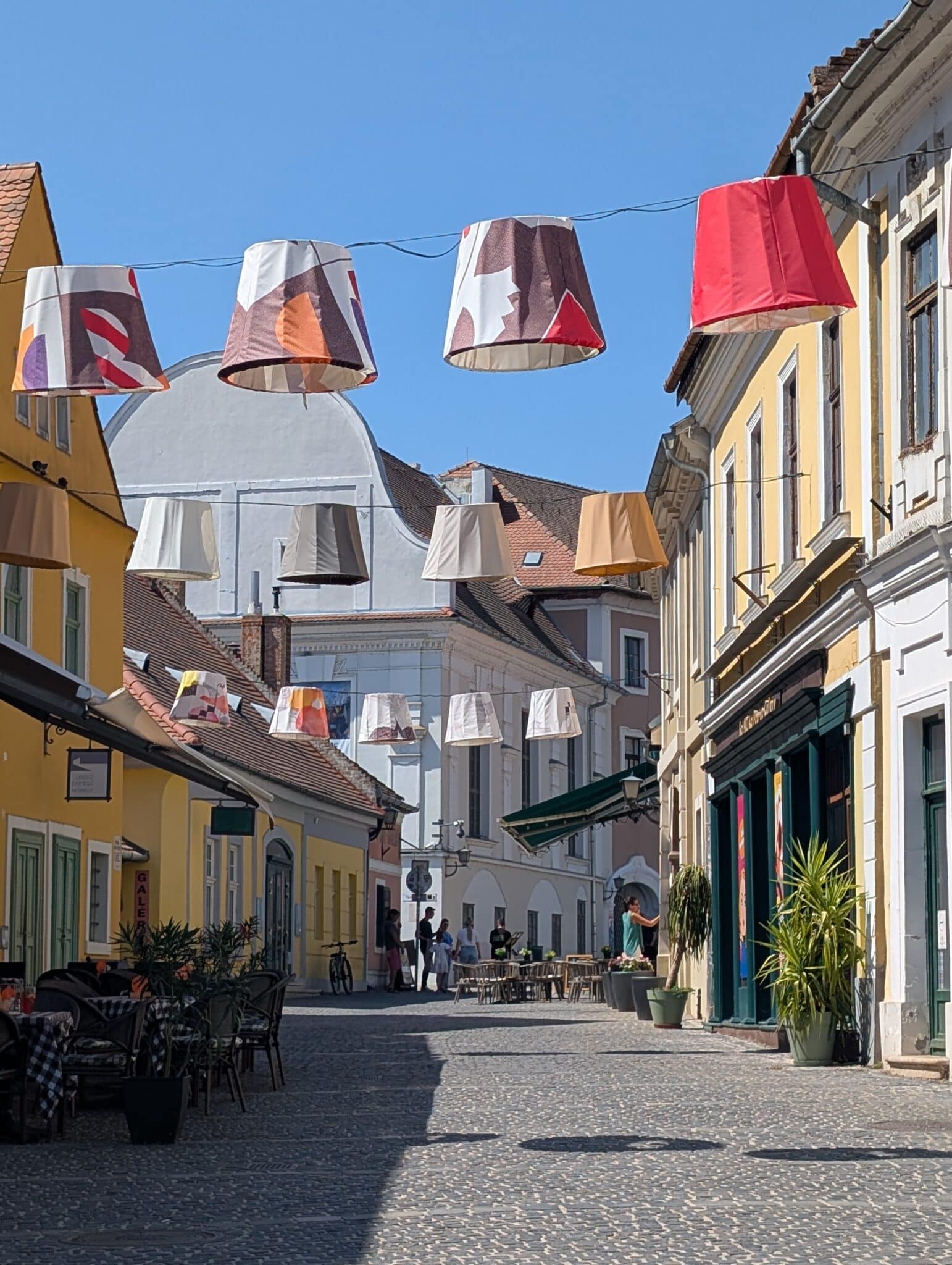 colorful hanging lampshades in Szentendre