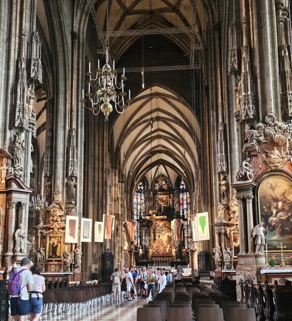 This is the stunning Gothic interior of St. Stephen's Cathedral (Stephansdom)