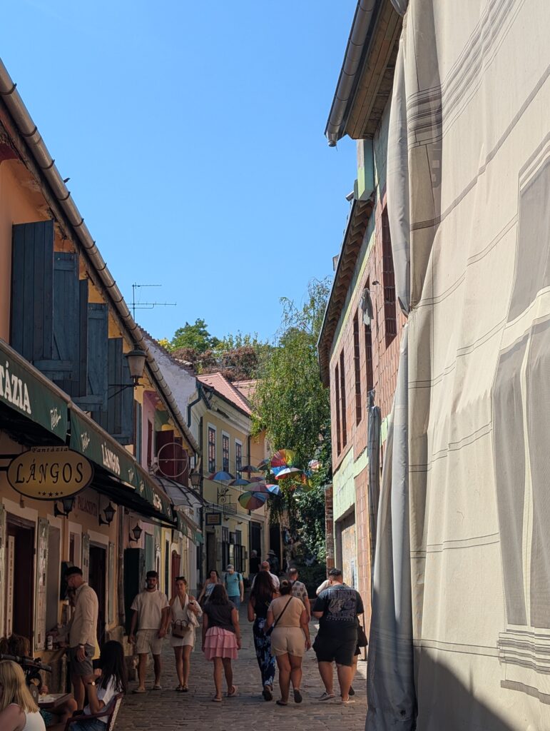 Narrow cobblestone street in Szentendre