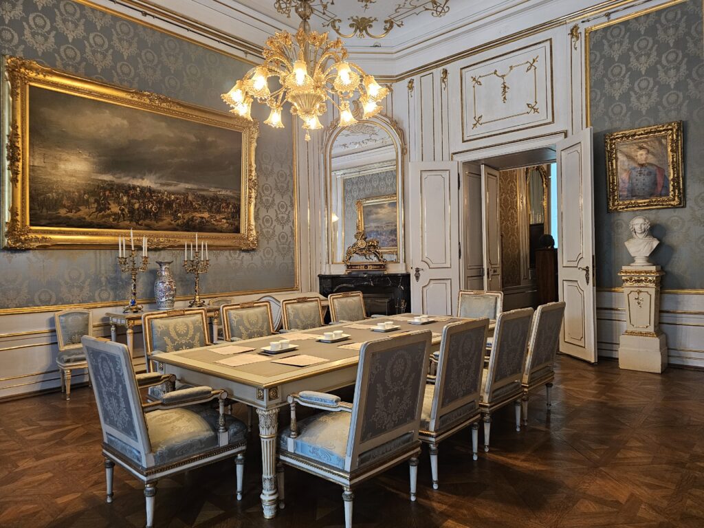 The Imperial Apartments ornate dining room which is located within the Hofburg Palace in Vienna