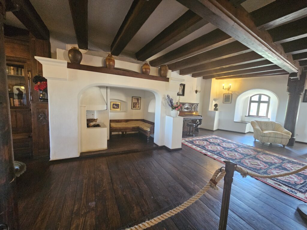 Bran Castle was built in 1377 by the Saxons of Brașov. It later served as a royal residence for Queen Marie of Romania and is very cozy with all its wood