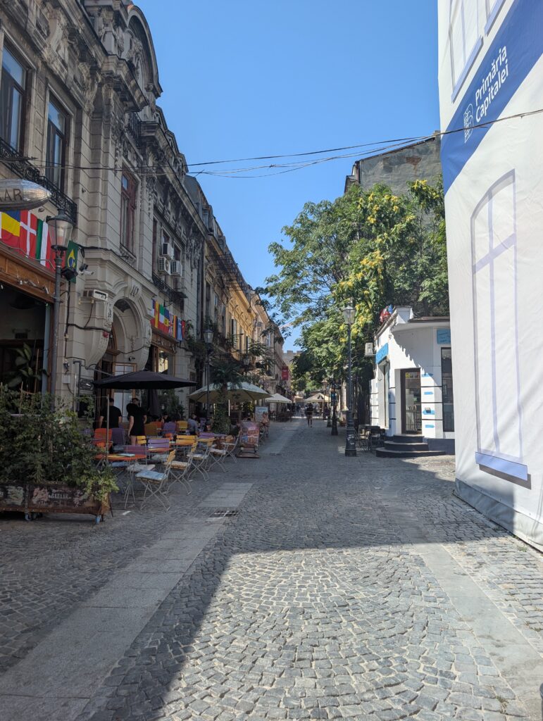One of the many cobblestone streets in the historic Lipscani District of Bucharest. Old town is such a beautiful place to wonder and explore.